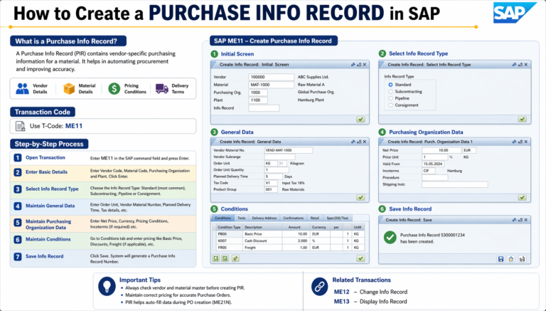 How to create a purchase info record