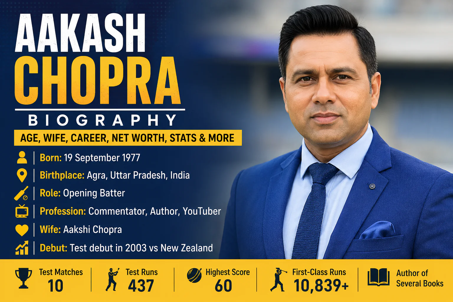 Aakash Chopra Biography: Age, Wife, Career, Net Worth, Stats & More