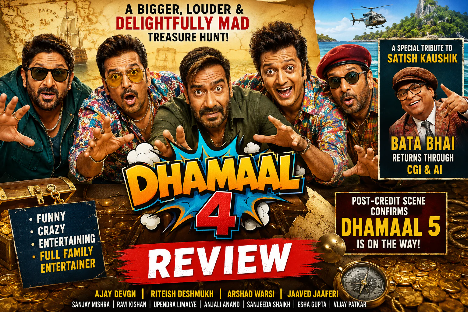 Dhamaal 4 Movie Review: Story, Cast, Satish Kaushik Tribute, Dhamaal 5 Tease & Full Verdict