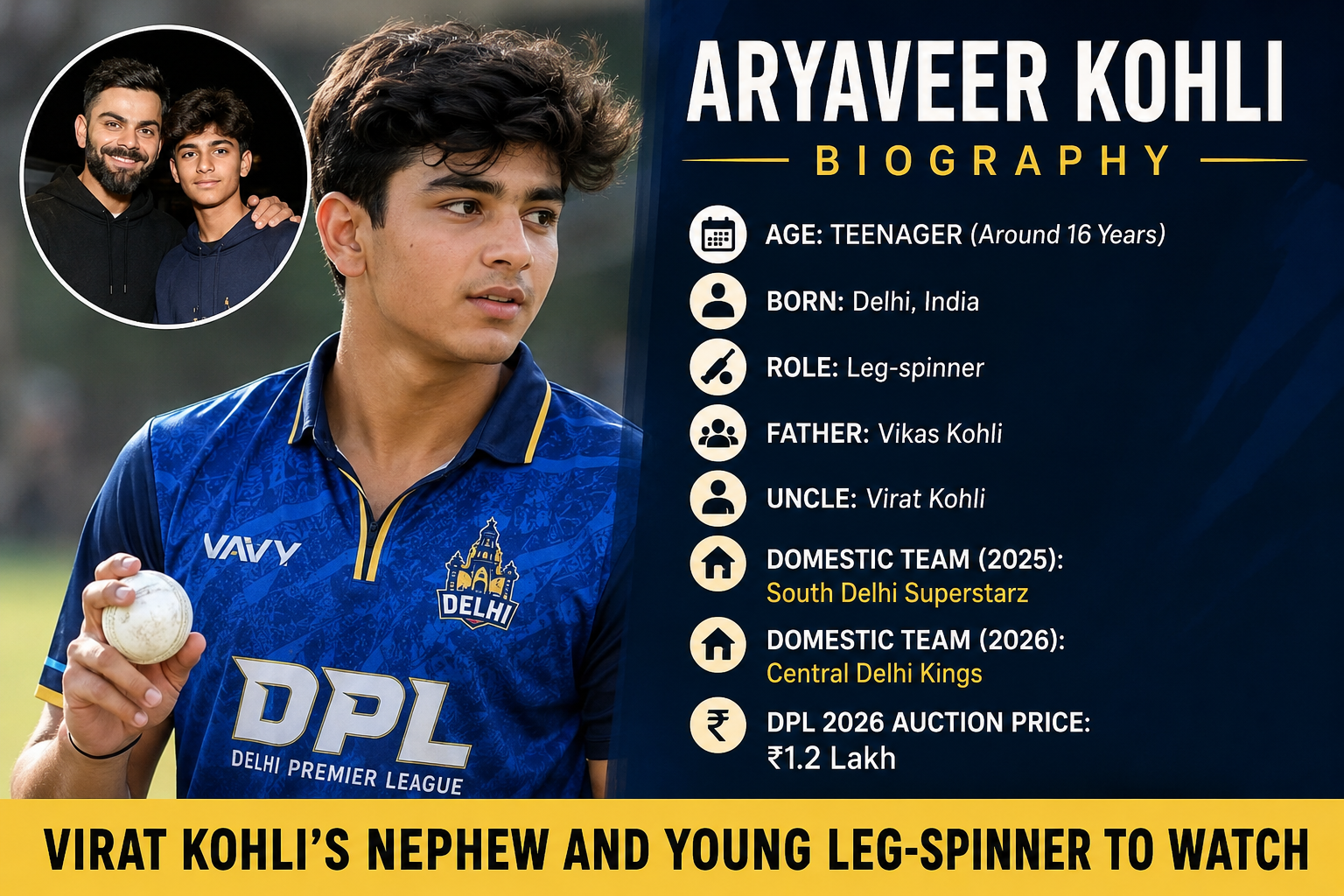 Aryaveer Kohli Biography: Age, Family, Cricket Journey, Delhi Premier League Team and Latest News