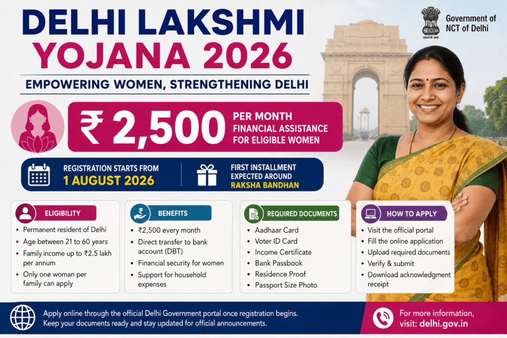 Delhi Lakshmi Yojana 2026: ₹2,500 Monthly Financial Assistance for Women – Eligibility, Registration, Benefits & Latest Updates 1 image 67