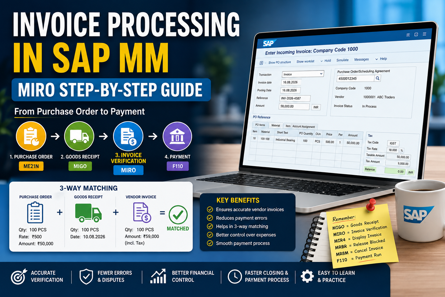Invoice Processing in SAP MM: MIRO Step-by-Step Guide for Beginners