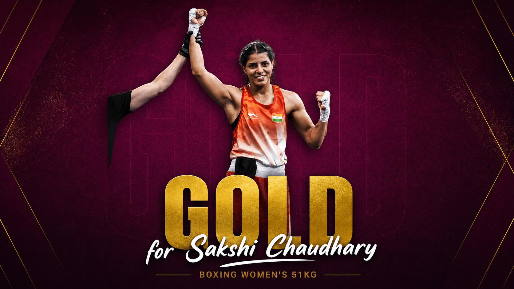 Indian boxer Sakshi Chaudhary after winning the Commonwealth Games 2026 gold medal